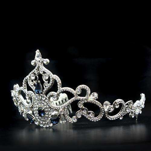 Alamode Imitation Rhodium Brass Tiaras & Hair Clip with Top Grade Crystal in Montana - Alamode - Flyclothing LLC