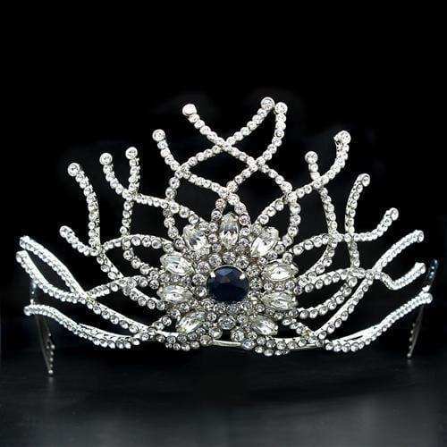 Alamode Imitation Rhodium Brass Tiaras & Hair Clip with Top Grade Crystal in Montana - Alamode - Flyclothing LLC