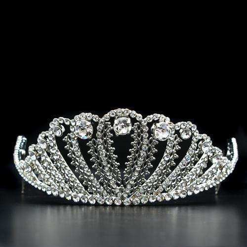 Alamode Imitation Rhodium Brass Tiaras & Hair Clip with Top Grade Crystal in Clear - Alamode - Flyclothing LLC