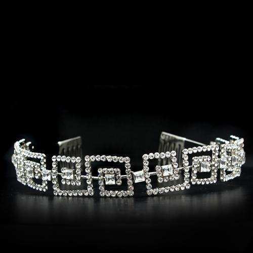 Alamode Imitation Rhodium Brass Tiaras & Hair Clip with Top Grade Crystal in Clear - Alamode - Flyclothing LLC