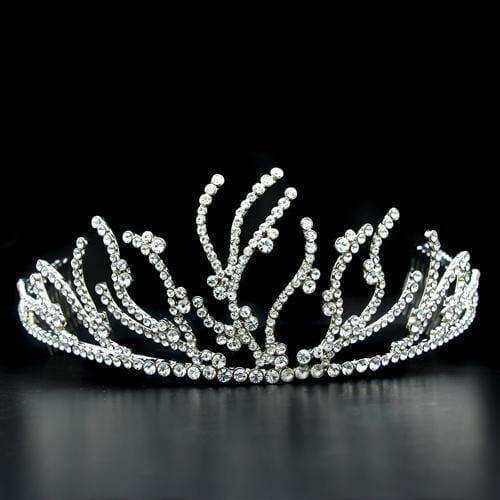 Alamode Imitation Rhodium Brass Tiaras & Hair Clip with Top Grade Crystal in Clear - Alamode - Flyclothing LLC