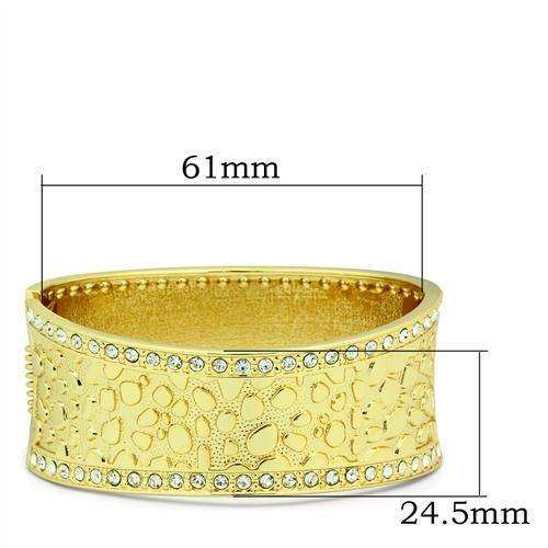 Alamode Flash Gold White Metal Bangle with Top Grade Crystal in Clear - Alamode - Flyclothing LLC
