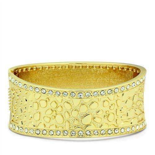 Alamode Flash Gold White Metal Bangle with Top Grade Crystal in Clear - Alamode - Flyclothing LLC