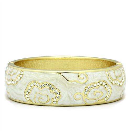 Alamode Flash Gold White Metal Bangle with Top Grade Crystal in Clear - Alamode - Flyclothing LLC