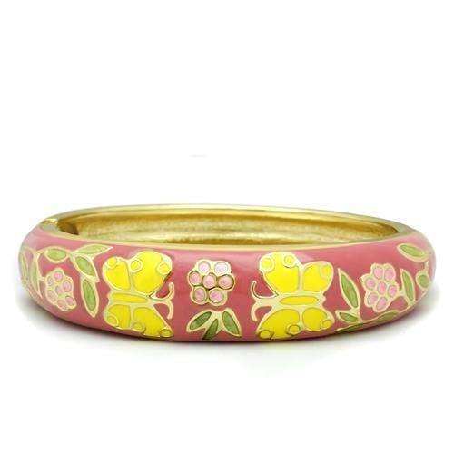 Alamode Flash Gold White Metal Bangle with Epoxy in No Stone - Alamode - Flyclothing LLC