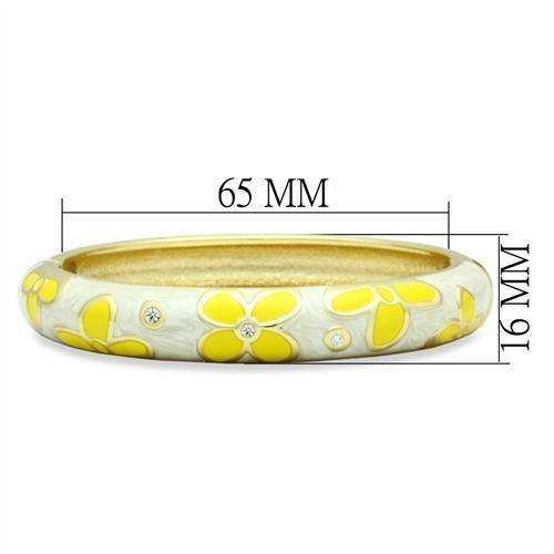 Alamode Flash Gold White Metal Bangle with Top Grade Crystal in Clear - Alamode - Flyclothing LLC