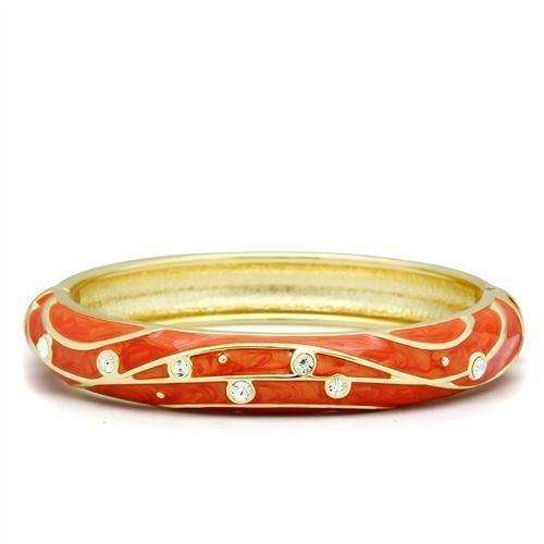 Alamode Flash Gold White Metal Bangle with Top Grade Crystal in Clear - Alamode - Flyclothing LLC