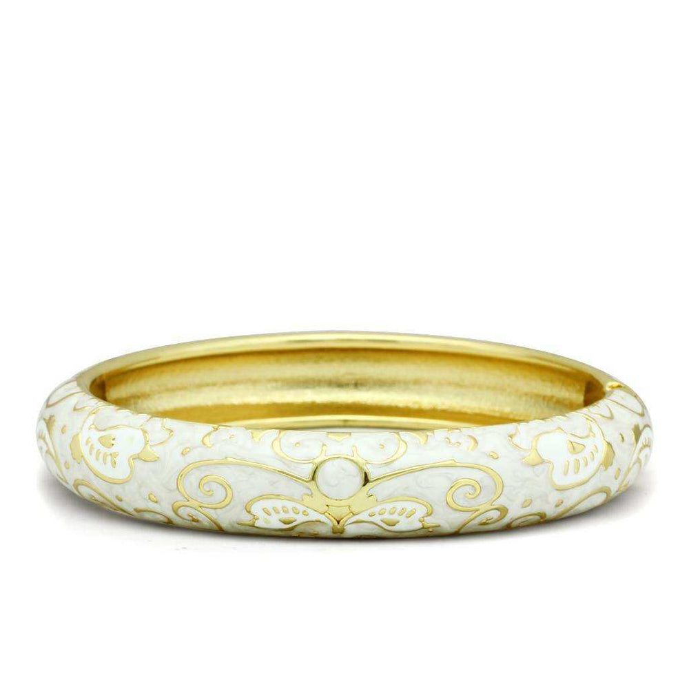 Alamode Flash Gold White Metal Bangle with Epoxy in No Stone - Alamode - Flyclothing LLC