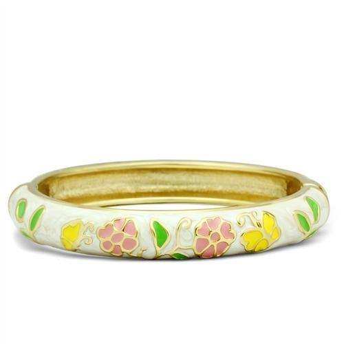 Alamode Flash Gold White Metal Bangle with Epoxy in No Stone - Alamode - Flyclothing LLC