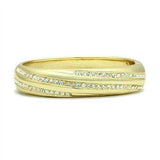 Alamode Flash Gold White Metal Bangle with Top Grade Crystal in Clear - Alamode - Flyclothing LLC