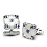 Alamode Rhodium Brass Cufflink with AAA Grade CZ in Amethyst - Alamode - Flyclothing LLC