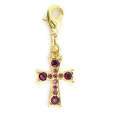Alamode Gold Brass Pendant with Top Grade Crystal in Amethyst - Alamode - Flyclothing LLC
