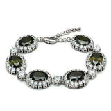 Alamode Rhodium Brass Bracelet with AAA Grade CZ in Olivine color - Alamode - Flyclothing LLC