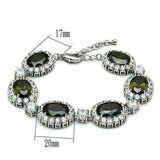 Alamode Rhodium Brass Bracelet with AAA Grade CZ in Olivine color - Alamode - Flyclothing LLC