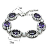 Alamode Rhodium Brass Bracelet with AAA Grade CZ in Amethyst - Alamode - Flyclothing LLC