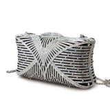 Alamode Imitation Rhodium White Metal Clutch with Top Grade Crystal in White - Alamode - Flyclothing LLC