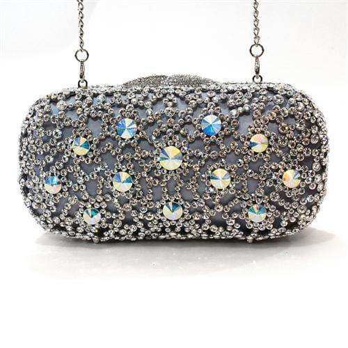 Alamode Imitation Rhodium White Metal Clutch with Top Grade Crystal in White - Alamode - Flyclothing LLC