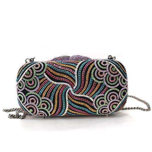 Alamode Imitation Rhodium White Metal Clutch with Top Grade Crystal in Multi Color - Alamode - Flyclothing LLC