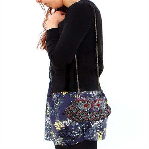 Alamode Ruthenium White Metal Clutch with Top Grade Crystal in Multi Color - Alamode - Flyclothing LLC