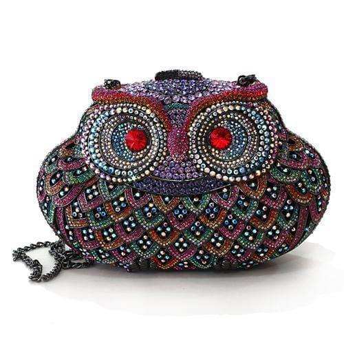 Alamode Ruthenium White Metal Clutch with Top Grade Crystal in Multi Color - Alamode - Flyclothing LLC
