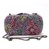 Alamode Ruthenium White Metal Clutch with Top Grade Crystal in Multi Color - Alamode - Flyclothing LLC