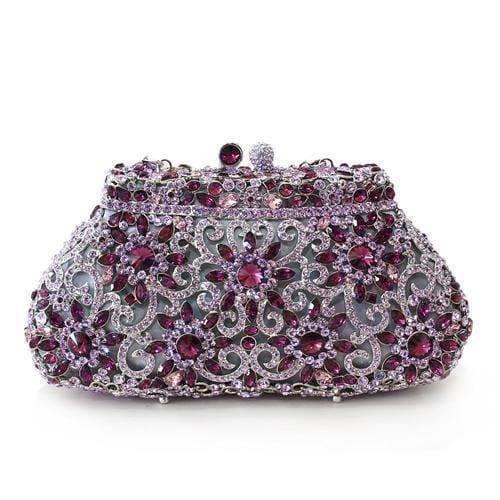 Alamode Imitation Rhodium White Metal Clutch with Top Grade Crystal in Multi Color - Alamode - Flyclothing LLC