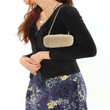 Alamode Gold White Metal Clutch with Top Grade Crystal in Multi Color - Alamode - Flyclothing LLC