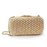 Alamode Gold White Metal Clutch with Top Grade Crystal in Multi Color - Alamode - Flyclothing LLC
