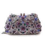Alamode Imitation Rhodium White Metal Clutch with Top Grade Crystal in Multi Color - Alamode - Flyclothing LLC