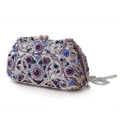 Alamode Imitation Rhodium White Metal Clutch with Top Grade Crystal in Multi Color - Alamode - Flyclothing LLC