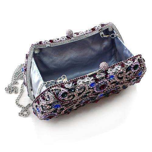 Alamode Imitation Rhodium White Metal Clutch with Top Grade Crystal in Multi Color - Alamode - Flyclothing LLC