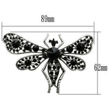 Alamode Imitation Rhodium White Metal Brooches with Top Grade Crystal in Jet - Alamode - Flyclothing LLC