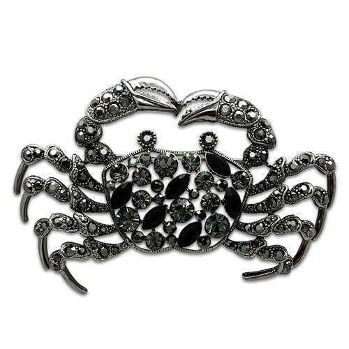 Alamode Imitation Rhodium White Metal Brooches with Top Grade Crystal in Jet - Alamode - Flyclothing LLC