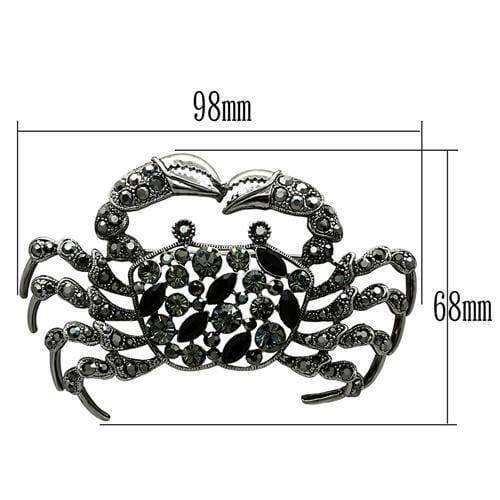Alamode Imitation Rhodium White Metal Brooches with Top Grade Crystal in Jet - Alamode - Flyclothing LLC