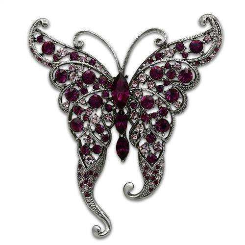 Alamode Imitation Rhodium White Metal Brooches with Top Grade Crystal in Multi Color - Alamode - Flyclothing LLC