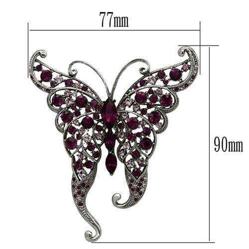 Alamode Imitation Rhodium White Metal Brooches with Top Grade Crystal in Multi Color - Alamode - Flyclothing LLC