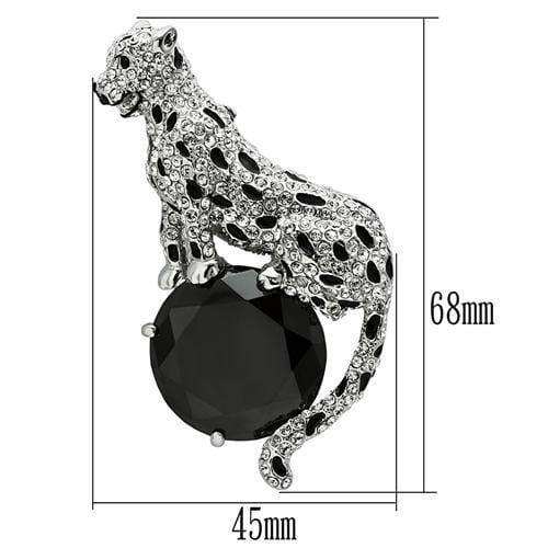 Alamode Imitation Rhodium White Metal Brooches with AAA Grade CZ in Jet - Alamode - Flyclothing LLC