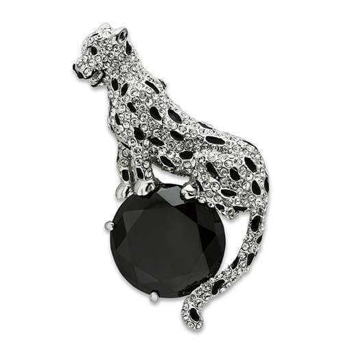Alamode Imitation Rhodium White Metal Brooches with AAA Grade CZ in Jet - Alamode - Flyclothing LLC
