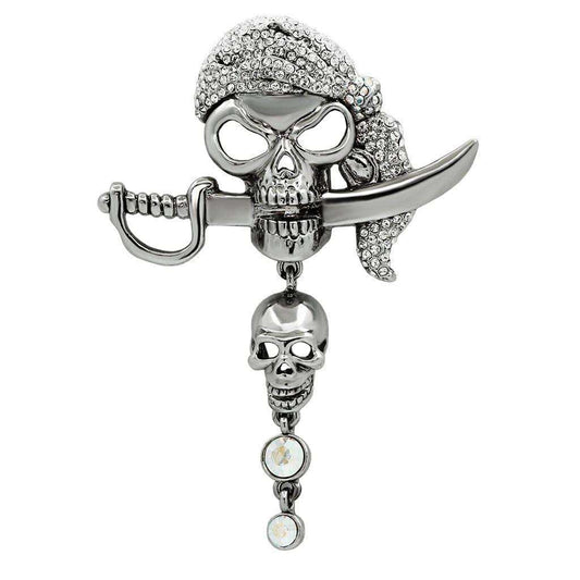 Alamode Imitation Rhodium White Metal Brooches with Top Grade Crystal in Aurora Borealis (Rainbow Effect) - Alamode - Flyclothing LLC