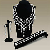 Alamode Rhodium Brass Jewelry Sets with AAA Grade CZ in Clear - Alamode - Flyclothing LLC