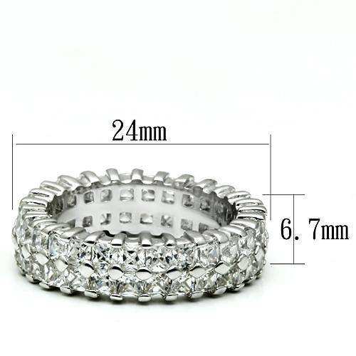 Alamode Rhodium Brass Ring with AAA Grade CZ in Clear - Alamode - Flyclothing LLC