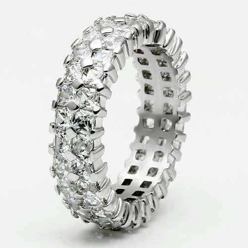 Alamode Rhodium Brass Ring with AAA Grade CZ in Clear - Alamode - Flyclothing LLC