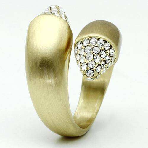 Alamode Gold & Brush Brass Ring with Top Grade Crystal in Clear - Alamode - Flyclothing LLC