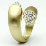 Alamode Gold & Brush Brass Ring with Top Grade Crystal in Clear - Alamode - Flyclothing LLC
