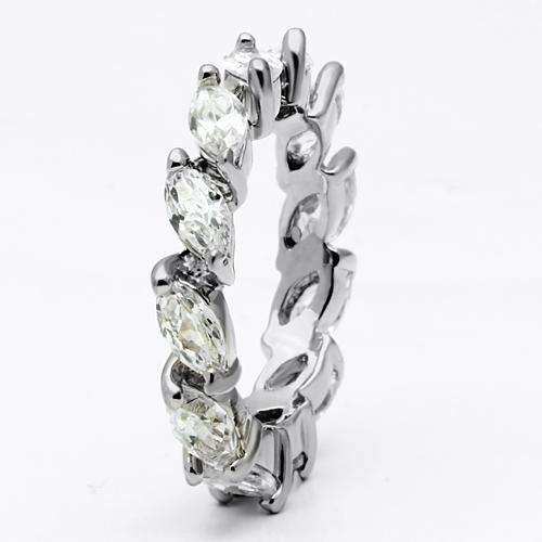 Alamode Rhodium Brass Ring with AAA Grade CZ in Clear - Alamode - Flyclothing LLC