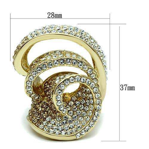 Alamode Gold Brass Ring with Top Grade Crystal in Light Smoked - Alamode - Flyclothing LLC