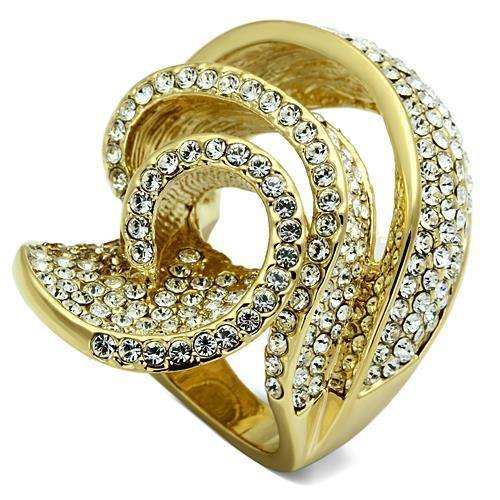Alamode Gold Brass Ring with Top Grade Crystal in Light Smoked - Alamode - Flyclothing LLC