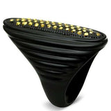 Alamode TIN Cobalt Black Brass Ring with Top Grade Crystal in Light Smoked - Alamode - Flyclothing LLC