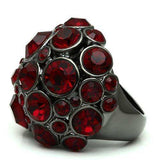 Alamode Ruthenium Brass Ring with Top Grade Crystal in Siam - Alamode - Flyclothing LLC