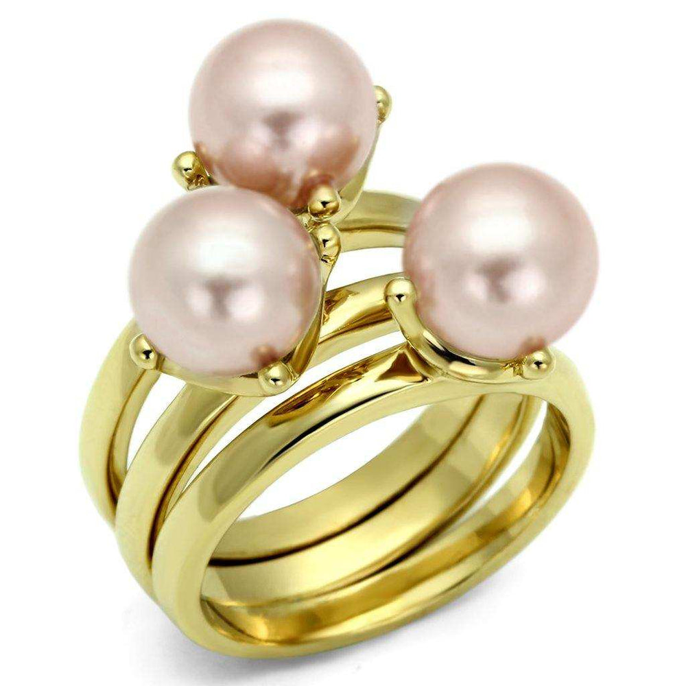 Alamode Gold Brass Ring with Synthetic Pearl in Light Rose - Alamode - Flyclothing LLC